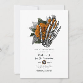 Orange Blommigt Gothic Döskallars Bridesmaids Lunc Inbjudningar