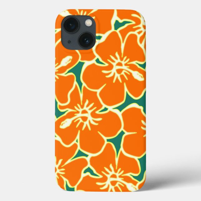 Orange Blommigt Hibiscus Hawaiian Flowers iPad Cas (Baksida)