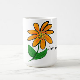 Orange Blommigt Kärlek Grods Kaffemugg