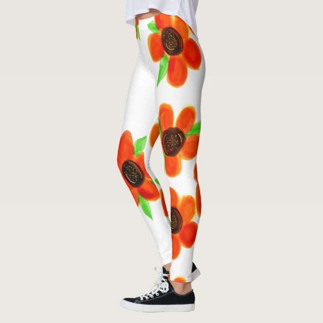Orange Blommigt Leggings (Vänster)