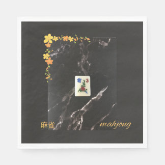 Orange blommigt mahjong napkin pappersservett