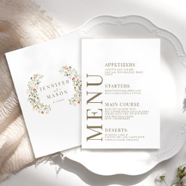 Orange Blommigt - menykort för höstsäsong Garden W Tilläggskort