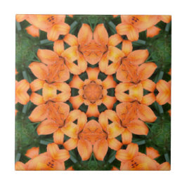 Orange Blommigt Mosaic Mönster Ceramic Tile Kakelplatta