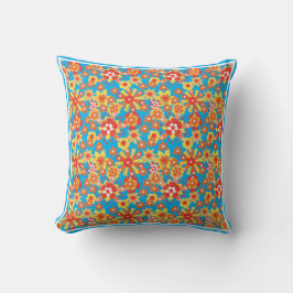 Orange Blommigt och Blue Polka Polka dots Reversib Kudde