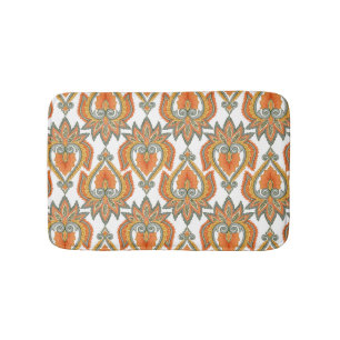 Orange Blommigt Paisley Badrumsmatta