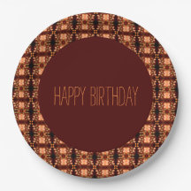 Orange Blommigt Patternativ Papper Birthday Tallri