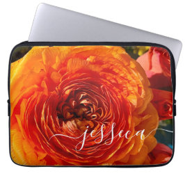 Orange Blommigt Photo Personlig Laptop Fodral