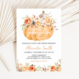 Orange Blommigt Pumpkin Baby Shower Inbjudningar