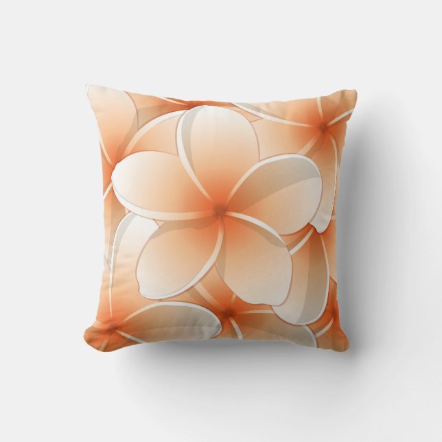Orange Blommigt Reversible Decorative Pillow Kudde (Framsida)