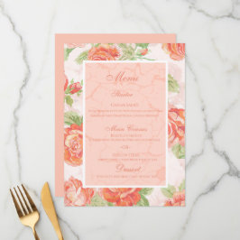 Orange blommigt ro, platt meny