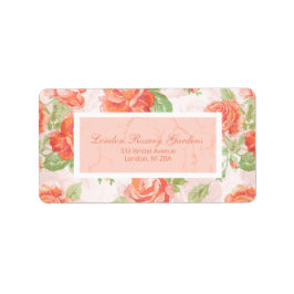 Orange blommigt ro returarbete adressetikett