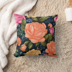 Orange Blommigt Rosa ros Botaniskt blomma Bloom Kudde