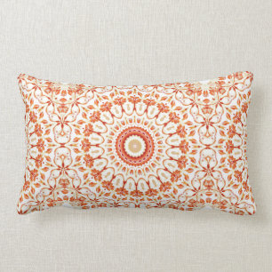 Orange Blommigt Sol Mandala Lumbar Pillow Lumbarkudde