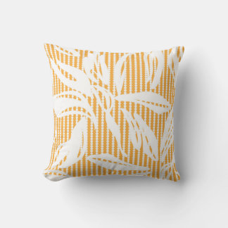 Orange Blommigt sömlös mönster med stripe backgr Kudde