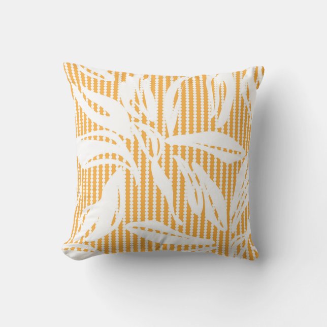 Orange Blommigt sömlös mönster med stripe backgr Kudde (Framsida)