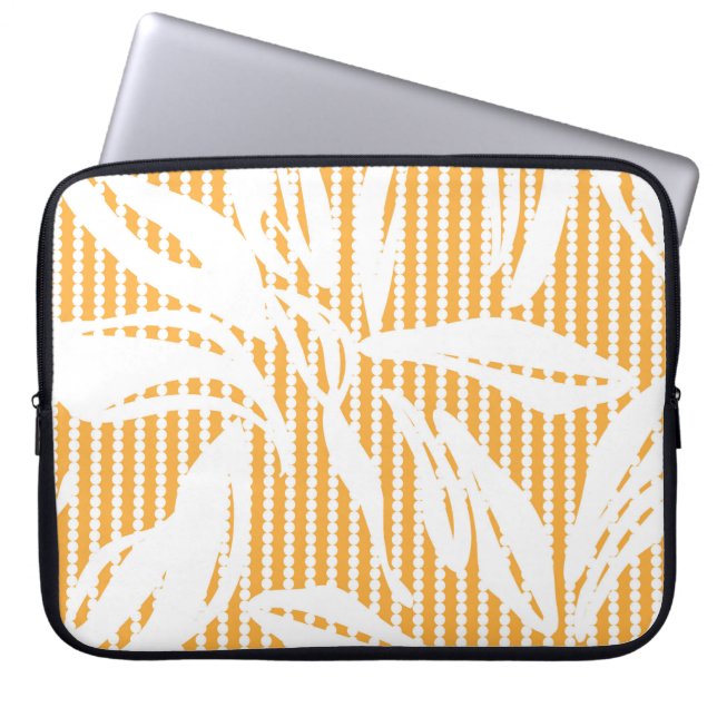 Orange Blommigt sömlös mönster med stripe backgr Laptop Fodral (Framsidan)