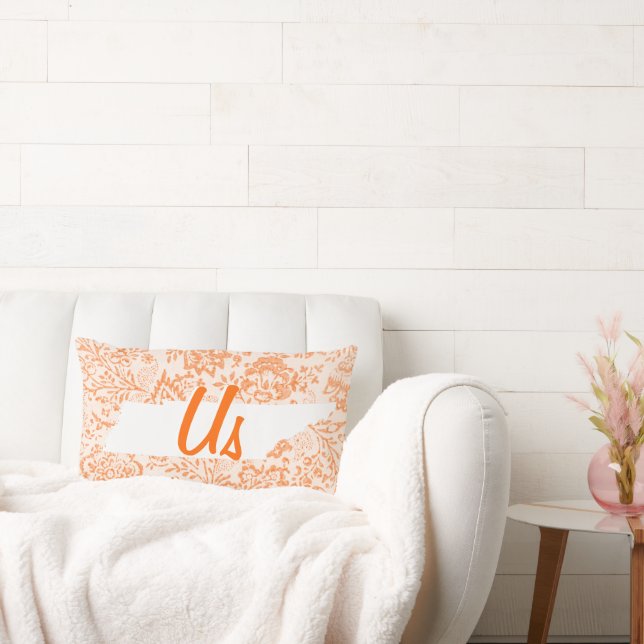 Orange Blommigt Tennessee Ditt tillstånd tillsamma Lumbarkudde (Soffa)
