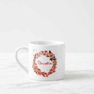 Orange Blommigt Utandning Anpassat namn Espressomugg