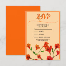 Orange Blommigt Vattenfärg Bröllop
