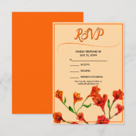 Orange Blommigt Vattenfärg Bröllop OSA Kort