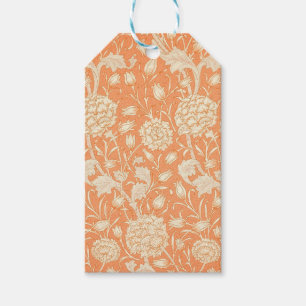 Orange Blommigt William Morris Mönster Presentetikett