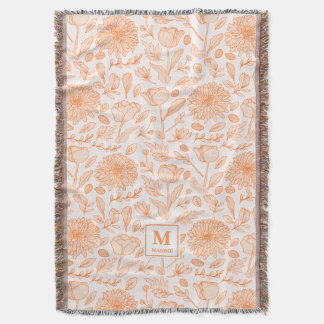 Orange blommonogram kastfilt filt