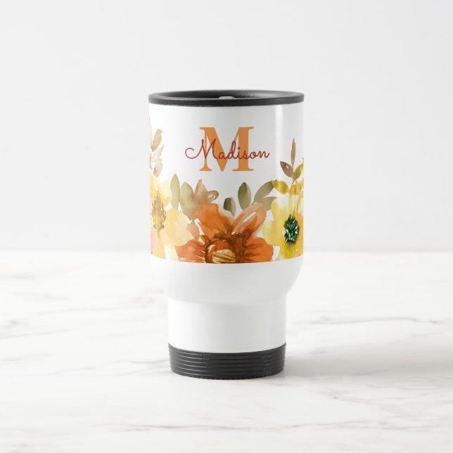 Orange blommonogram namn present resemugg (Center)