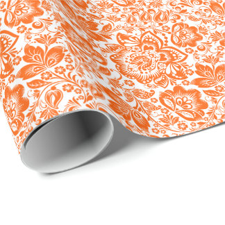 Orange Blommönster Anpassningsbar Bakgrund Presentpapper