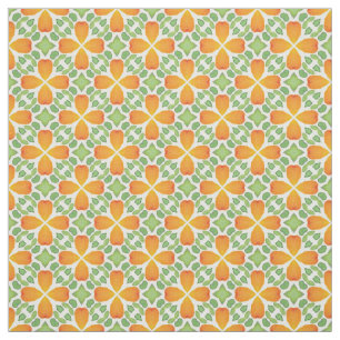 Orange blommönster blommosaik 60s 70s tyg