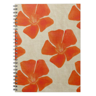 Orange Blommor - bärbar dator Anteckningsbok Med Spiral