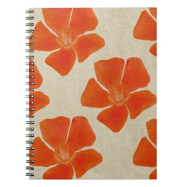 Orange Blommor - bärbar dator Anteckningsbok Med Spiral (Framsidan)
