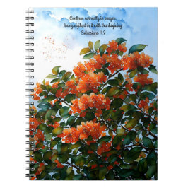 Orange Blommor Bibelvers Konst Bönedagbok Anteckningsbok