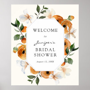 Orange Blommor Clementiner Bröllopsfest Välkommen Poster