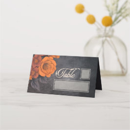 Orange blommor Elegant bord och namn plats Placeringskort