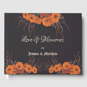 Orange Blommor Elegant Bröllop Gästböcker
