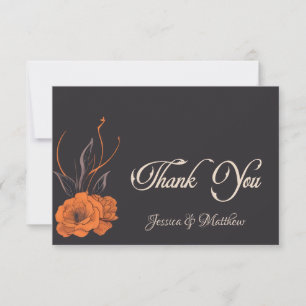 Orange blommor Elegant minimalistisk bröllop Tack Kort