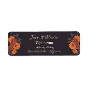Orange blommor Elegant traditionell bröllopsadress Returadress Etikett