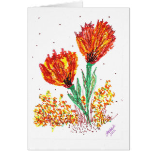 Orange blommor hälsningskort