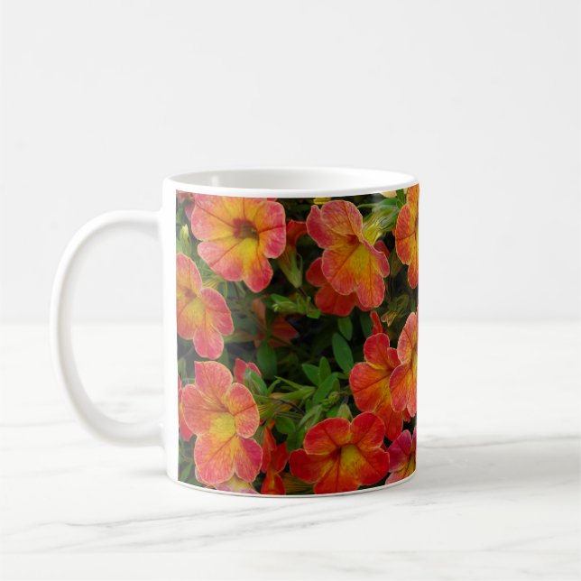 Orange blommor kaffemugg (Vänster)