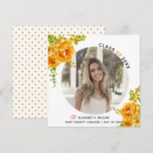 Orange blommor Klass av 2025 studenten-foto