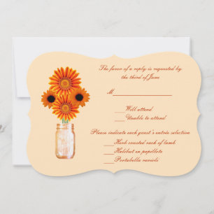 Orange Blommor Mason Kruka Svarskort Inbjudningar