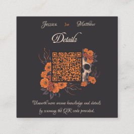 Orange Blommor Minimal Budget QR-kod Detaljer kort
