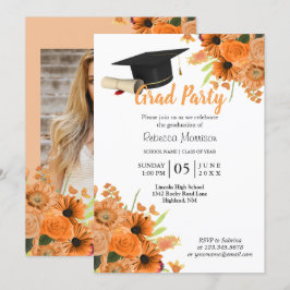 Orange Blommor 🎓 Studenten Inbjudningar