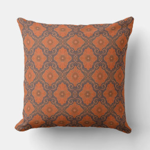 "Orange Blommor" vintage blommigt arabesque mönste Kudde