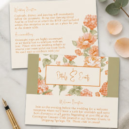 Orange Blomsterdetaljer och Evenemangskort Tilläggskort