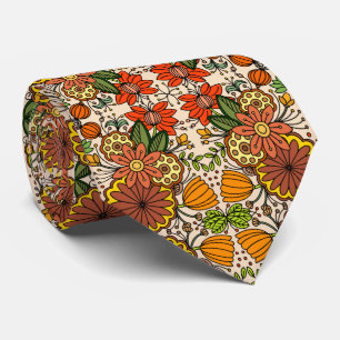 Orange Blomsterträdgård Folk Art- Slips