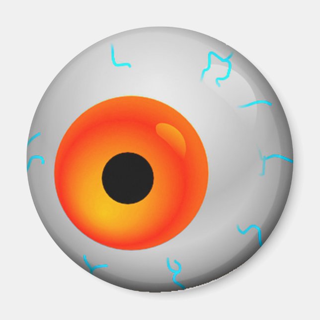 Orange Bloodshot Zombie Eyeball Halloween Magnet (Framsidan)