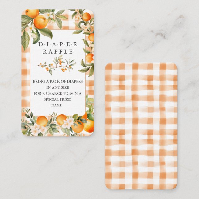 Orange Blossom Bliss Blöja Raffle Biljett Tilläggskort (Fram/baksida)