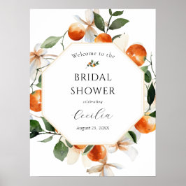Orange Blossom Bröllopsdusch Välkomstskylt Poster