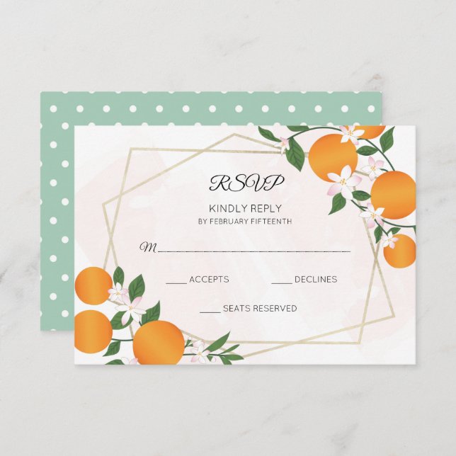 Orange Blossom Citrus Wedding OSA Kort (Fram/baksida)